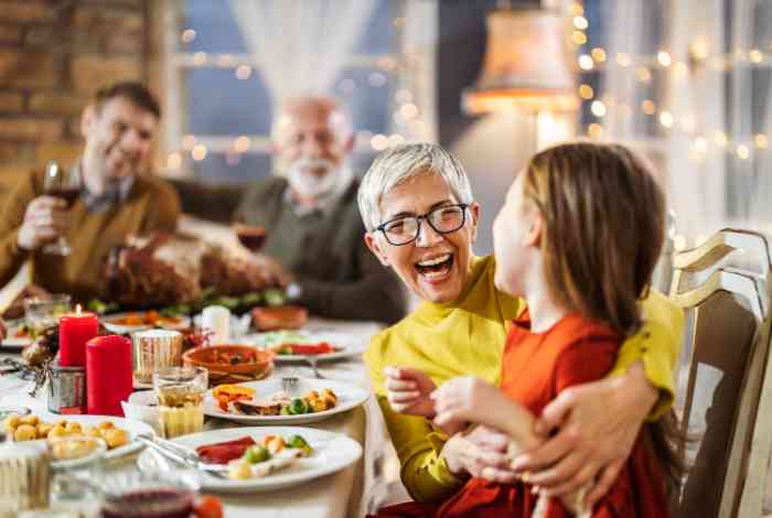 family gathered around table
