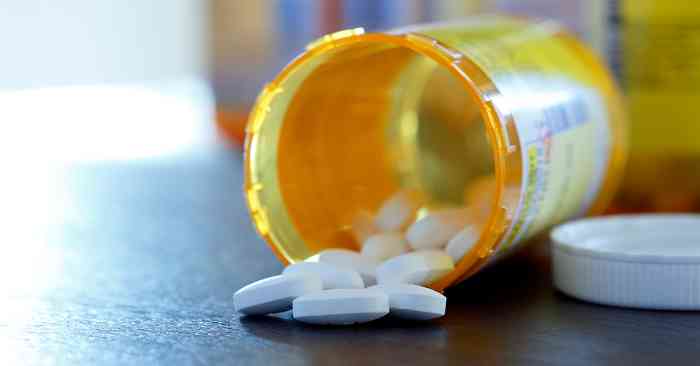 Fallen over pill bottle