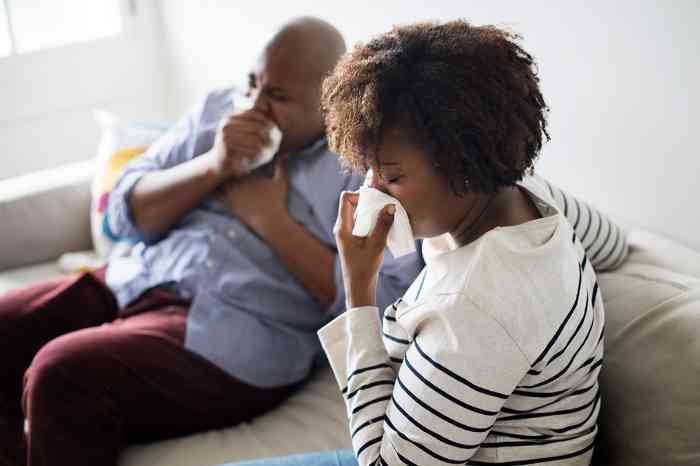 Couple with cold and flu