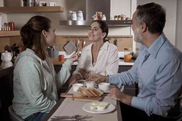 Family enjoying dinner together