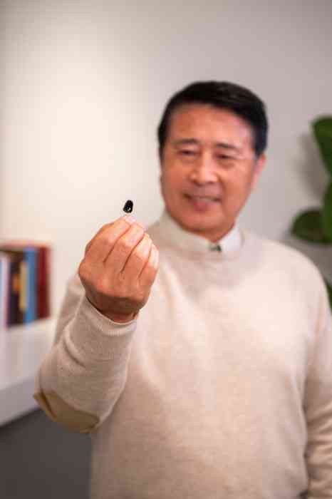 male client and hearing aid