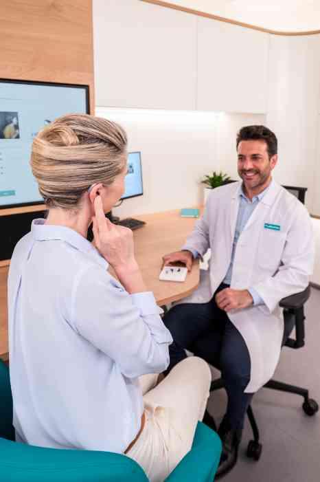 female client wear hearing aid