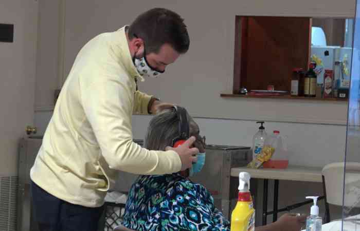 Gift of Sound recipient's hearing being tested