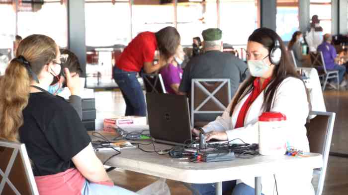 Gift of Sound recipient at Miracle Mission check-in