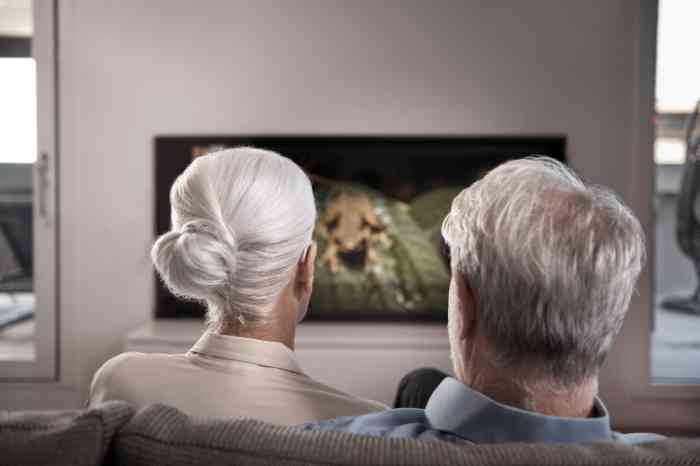 older couple watching TV