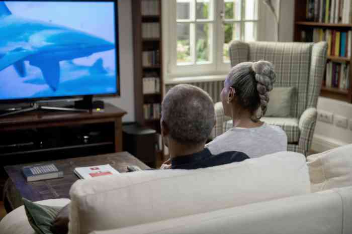 Couple watching tv on the couch