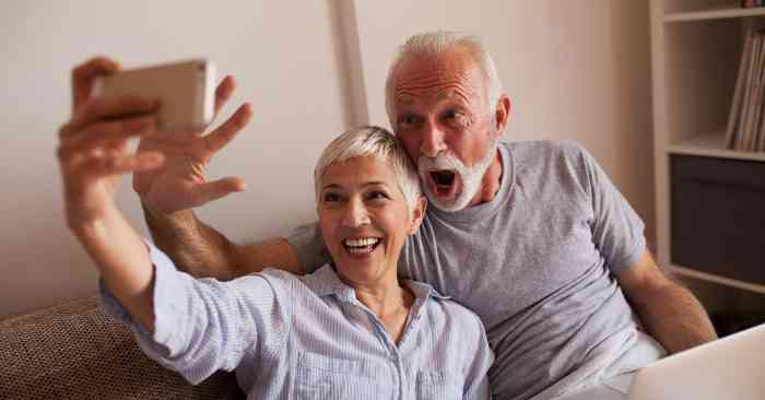 Couple taking a selfie.