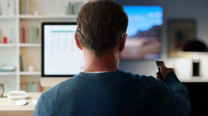 Man with hearing aids