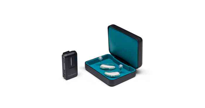 Miracle-Ear carrying case for hearing aids and audio clip