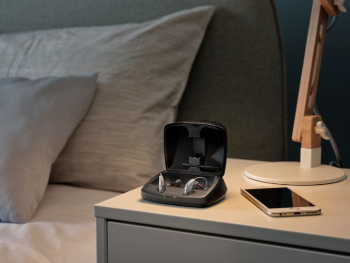 Hearing aids stored in proper case 