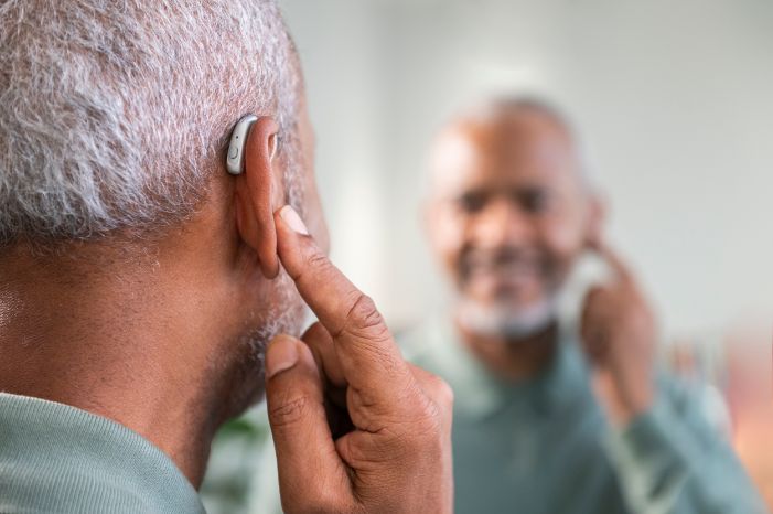 man wearing hearing aids