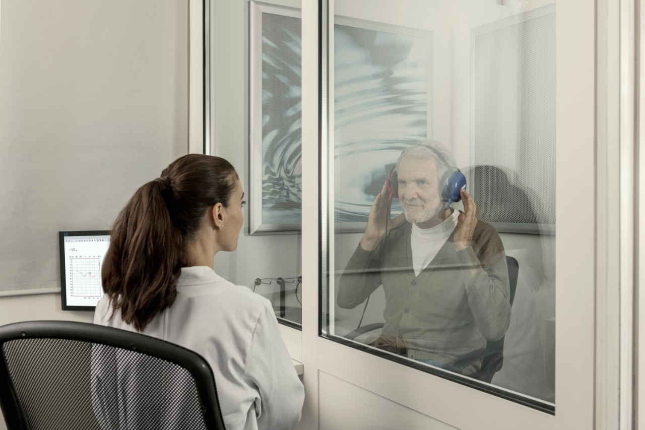 Man getting hearing tested
