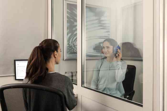 Woman doing a hearing test