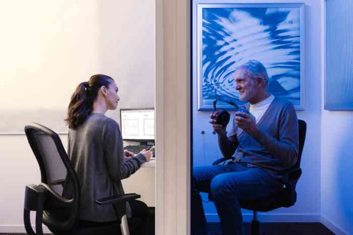 A man taking a hearing test