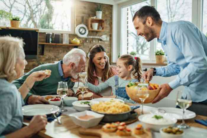 multigenerational family at dinner table