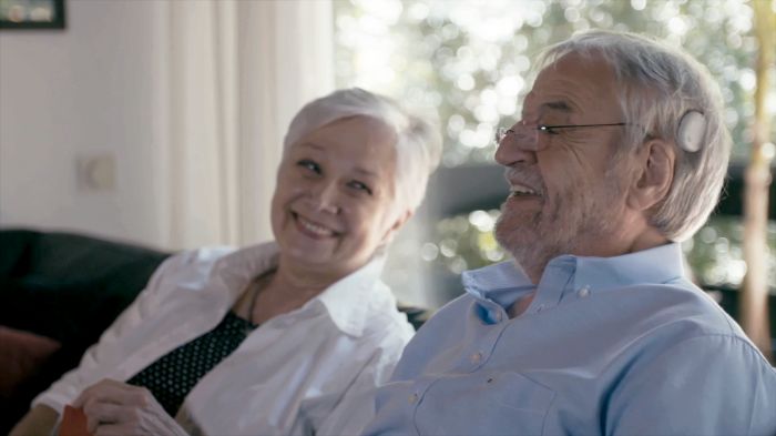 Old couple with cochlear implant