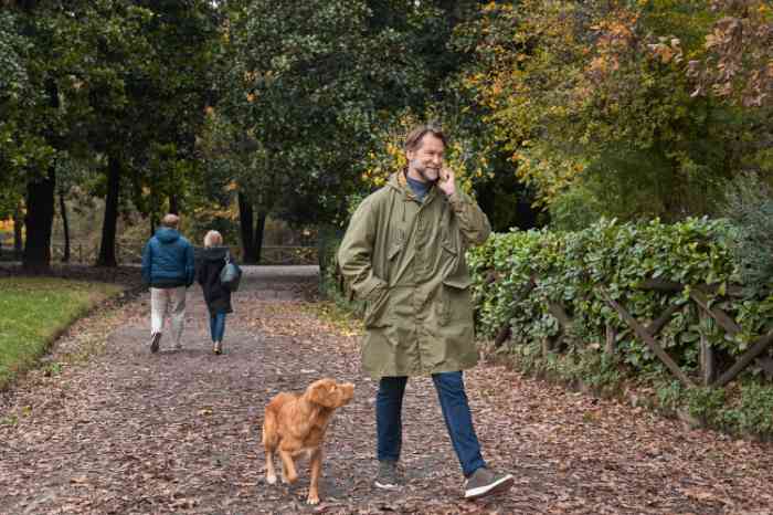 Man on phone in park