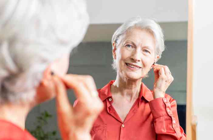 Woman wearing hearing aids