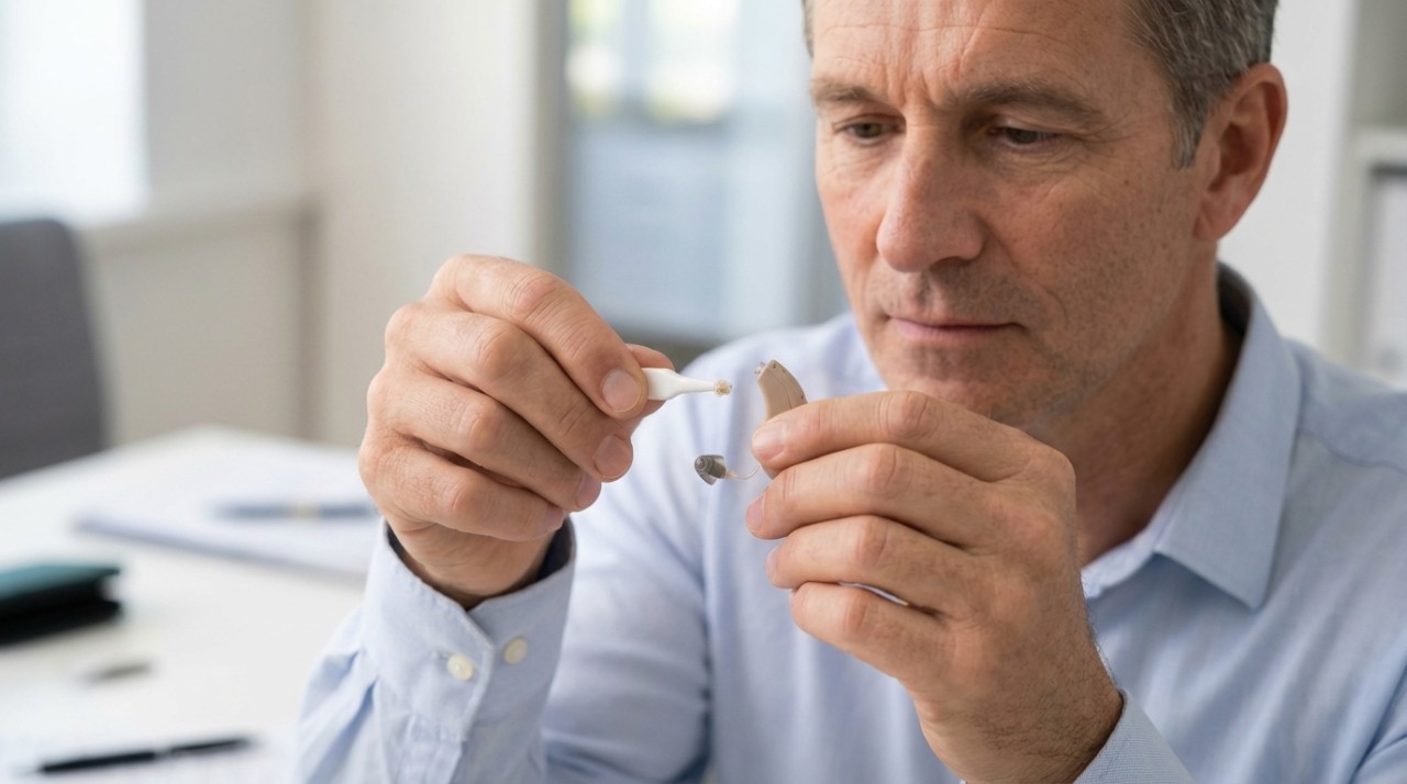 Man with hearing aids