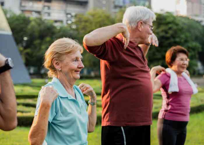 People exercising in a park